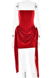 Elegant Draped Strapless Mini Dress