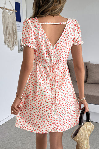 V-Neck Floral Casual Dress