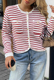 Striped Button-Up Cardigan