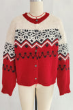 Button-Up Nordic Pattern Cardigan