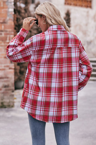 Plaid Button-Front Blouse