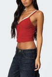 Lace-Trimmed Tie-Front Camisole