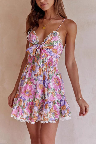 Floral Tie-Front Casual Dress