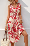 Floral Print Sleeveless Midi Dress