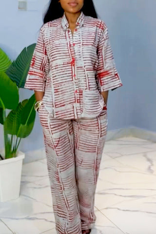 Striped Pocket Pants Set