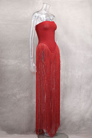 Fringe-Side Evening Dress