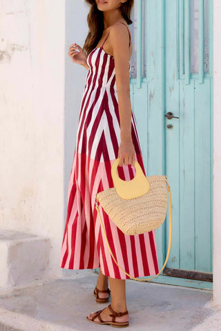 Striped Spaghetti Strap Casual Dress