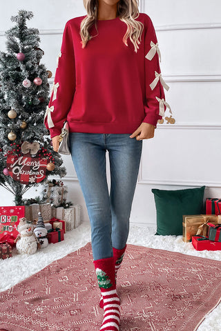 Bow-Accent Long-Sleeve Sweatshirt