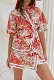 Floral Skirt Set with Lace Trim
