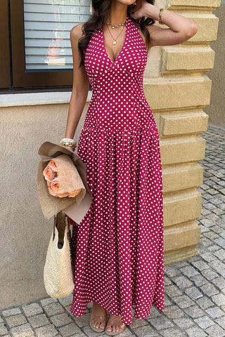 Polka Dot Sleeveless Maxi Dress