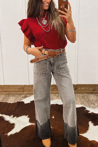 Ruffled Cable Knit Sweater