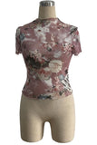 Artistic Print High Neck T-Shirt