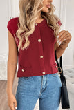 Buttoned Sleeveless Cardigan