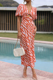 Puff Sleeve Printed Midi Dress