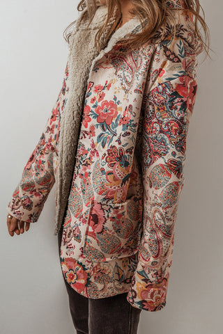 Floral Patterned Hooded Jacket