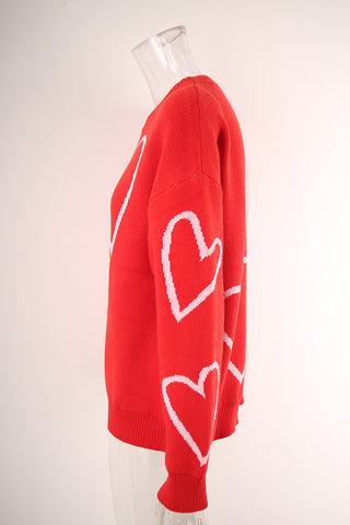 Heart Print Sweater for Effortless Style