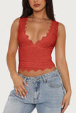 Scalloped Lace V-Neck Tank Top