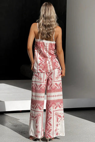 Printed Tank Top and Wide-Leg Pants Set