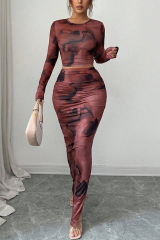 Artistic Print Skirt Set