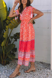 Floral Tied Sleeve Empire Waist Dress