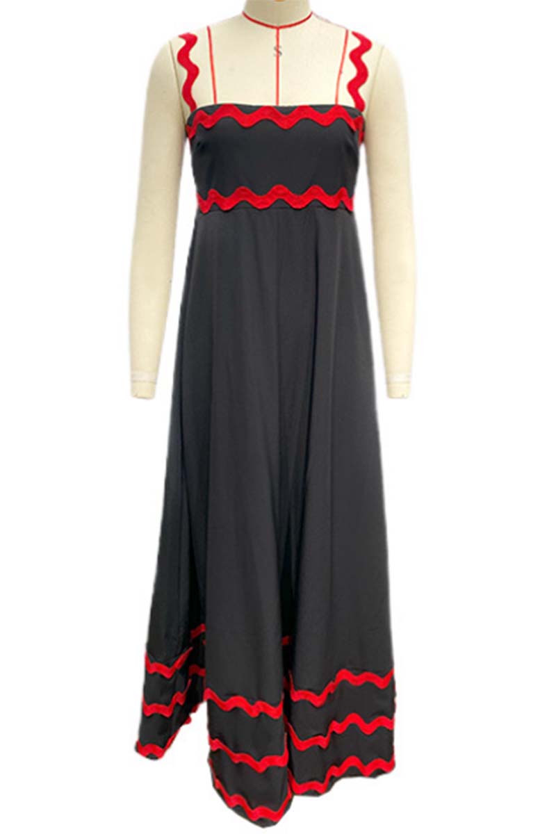 Scalloped-Trim Casual Maxi Dress