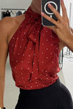 Chic Halter Neck Polka Dot Tank