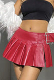 Pleated Mini Skirt with Belt