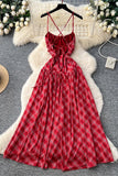 Strappy Plaid Maxi Dress