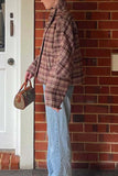 Button-Front Plaid Jacket