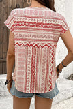 Geometric Print Keyhole T-Shirt
