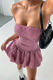 Strapless Gingham Mini Dress