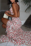 Backless Floral Maxi Dress