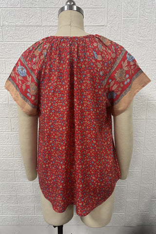 Floral-Printed V-Neck Blouse