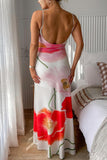 Colorblock Floral Bodycon Maxi Dress