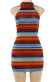Striped Knit Halter Dress