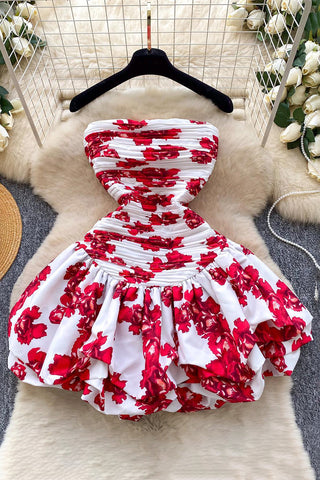 Strapless Floral Bubble Dress