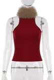 Furry Sleeveless Leopard Tank