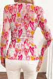 Valentine Heart Mesh Long Sleeve Top