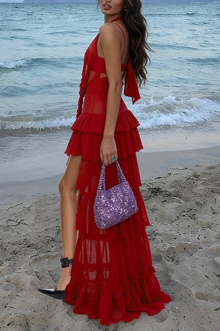 Layered Halter Skirt Set