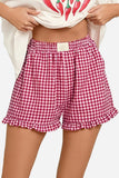 Ruffled Gingham Casual Shorts