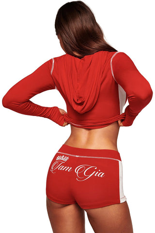 Zip-Up Hoodie and Shorts Set
