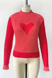 Heart-Detail Ribbed Sweater