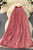 Checkered Flowing Maxi Skirt