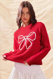 Bow Graphic Ribbed Sweater