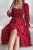 Polka Dot Smocked A-Line Dress