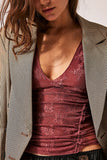 V-Neck Lace Cap Sleeve Top