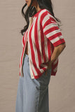 Striped Button-Up Knit Top