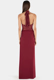 Halter Neck Evening Dress with Lace Detail