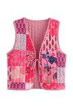Patchwork Tie-Front Vest