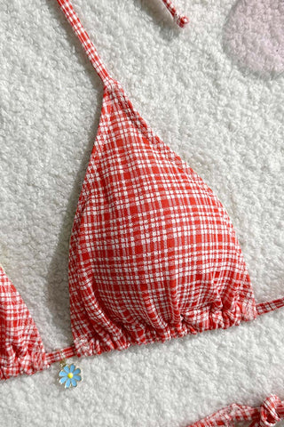 Stylish Plaid Bikini Set